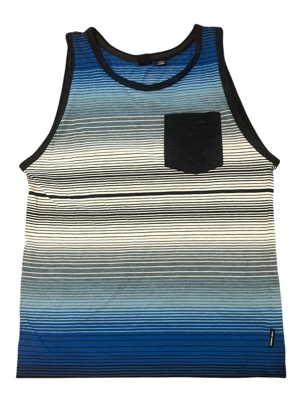 Boys Blue Ombre Stripe Tank Top - Pocket Detail